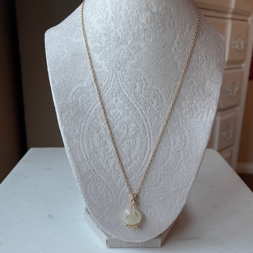Gold Wire Wrapped Clear Quartz Necklace
